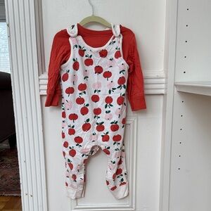 Hanna Andersson Red and White Apple Print Kids Footie